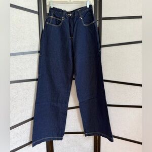 Y2K Greed Girl Wide Leg Carpenter Jean. Dark Wash, size 7, one-of-kind vintage.